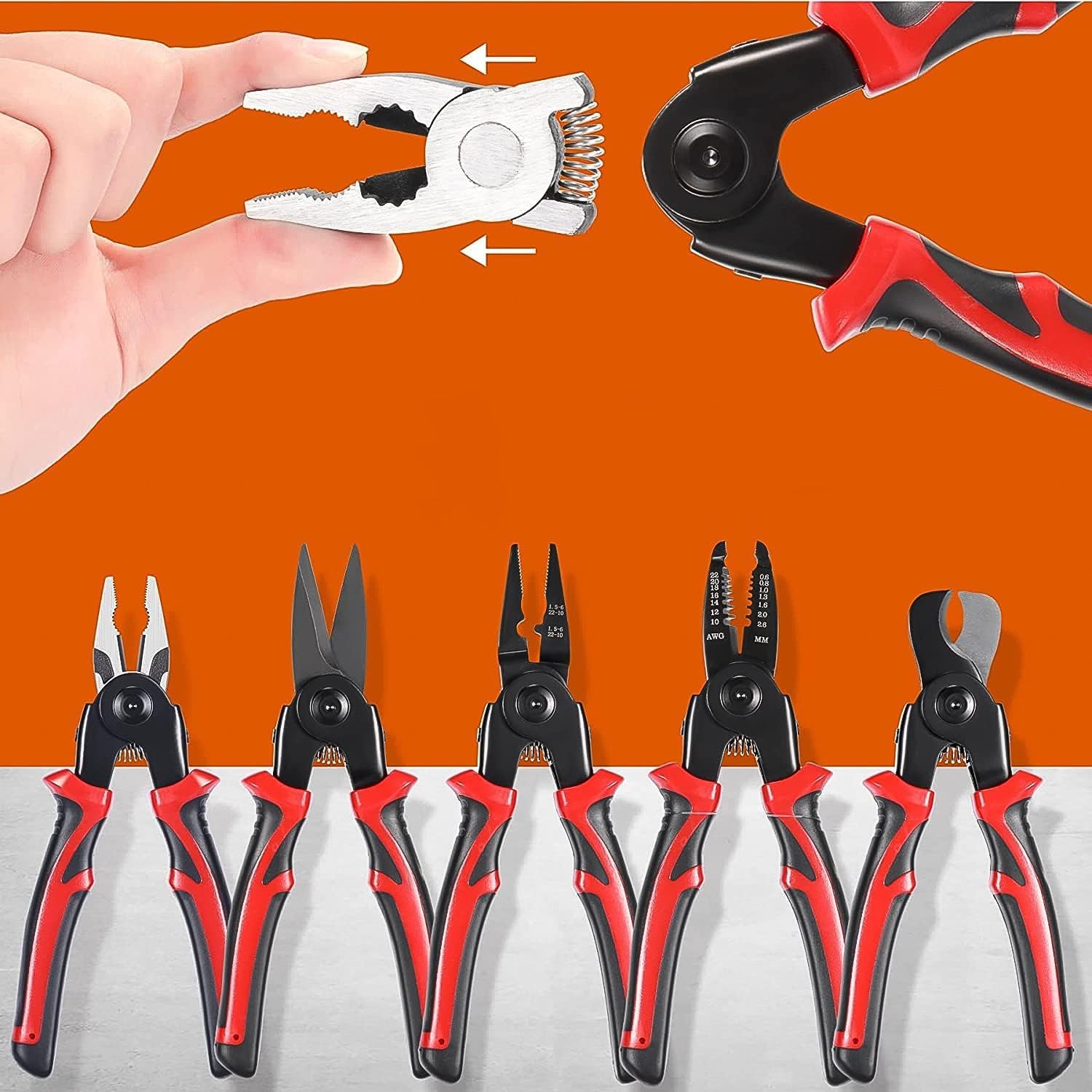 5 in 1 Wire Stripper Pliers Set, Soft Grip, Anti-Slip, Alloy Steel, Cutting, Gripping, Stripping 5 in 1 Wire Stripper Pliers Set, Soft Grip, Anti-Slip, Alloy Steel, Cutting, Gripping, Stripping